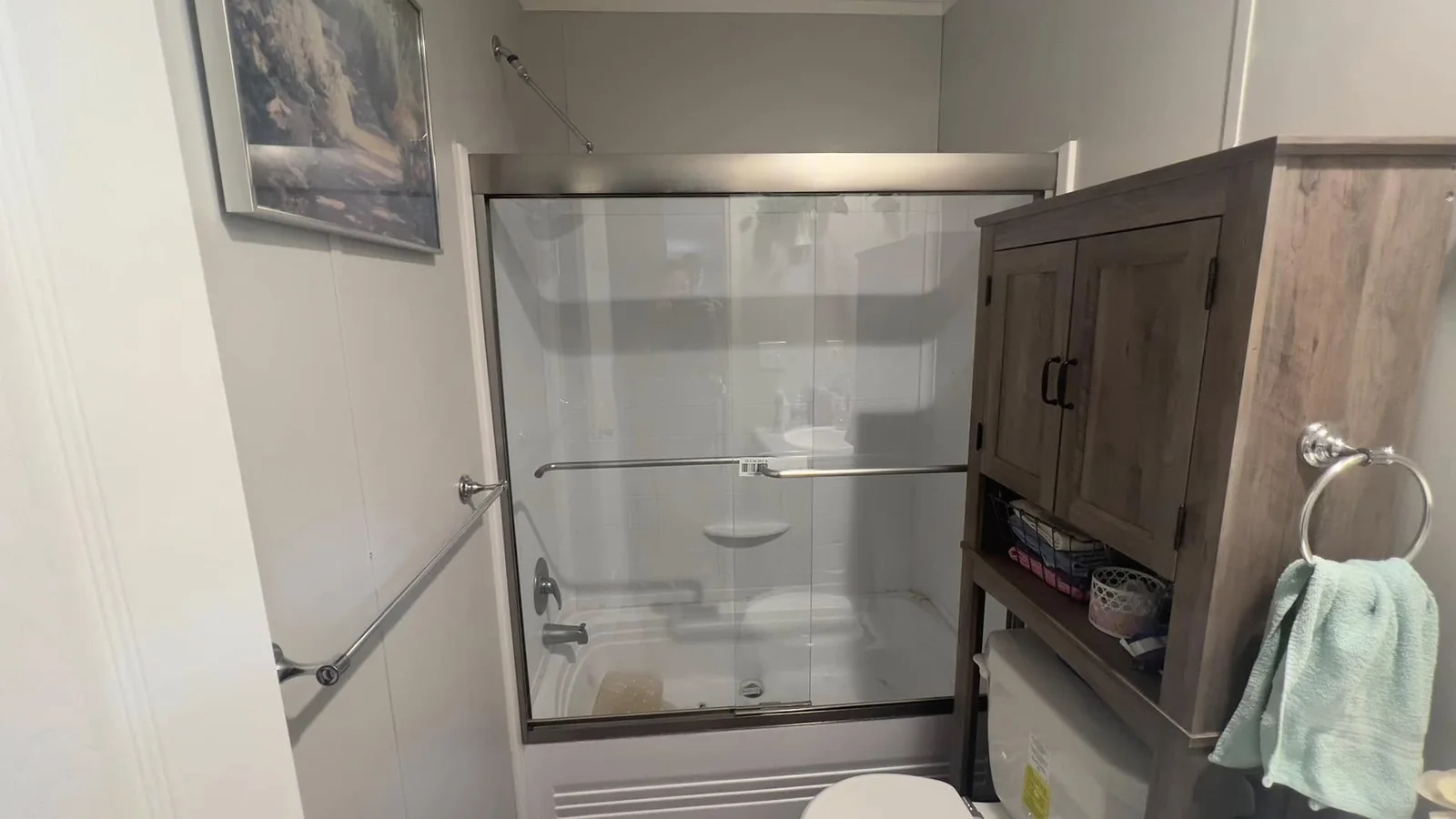 Bathroom after shower enclosure