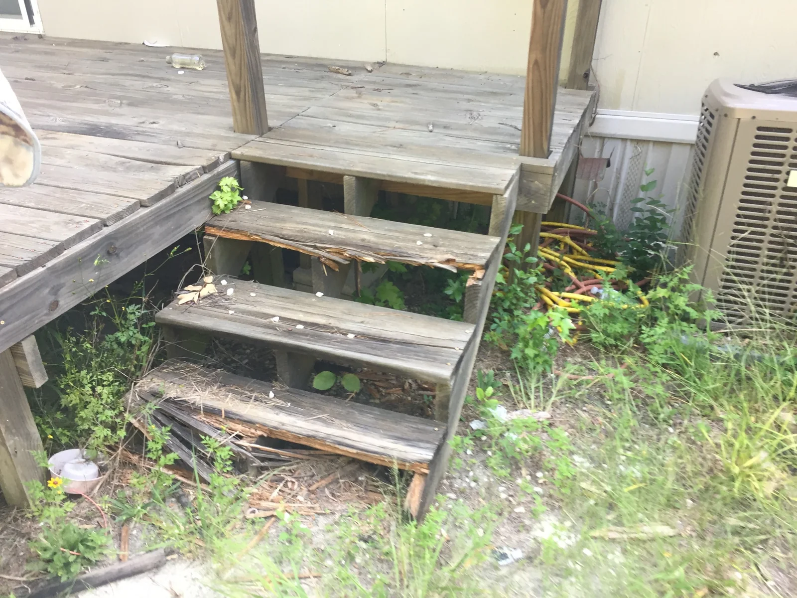 Deteriorated steps before repair