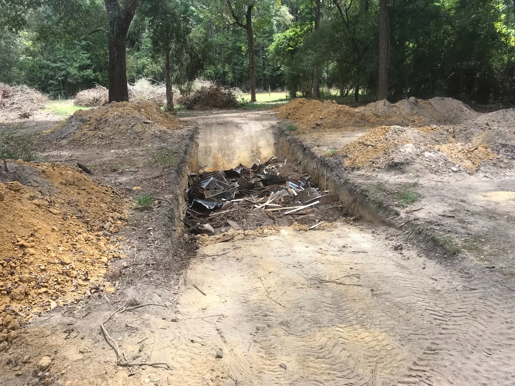 Excavated trench and earthmoving project